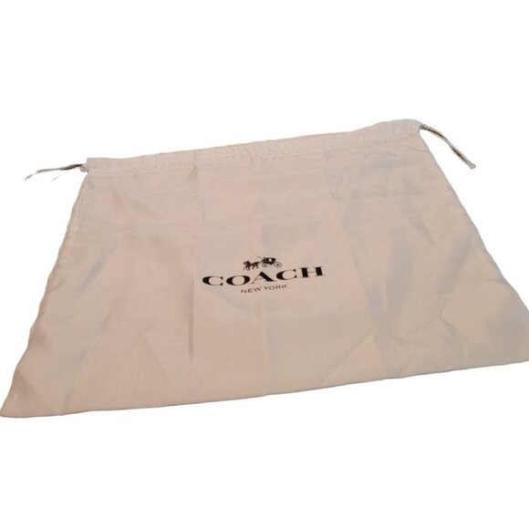 Coach White with black lettering satin interior drawstring dust bag 13x15 inch - Picture 1 of 9